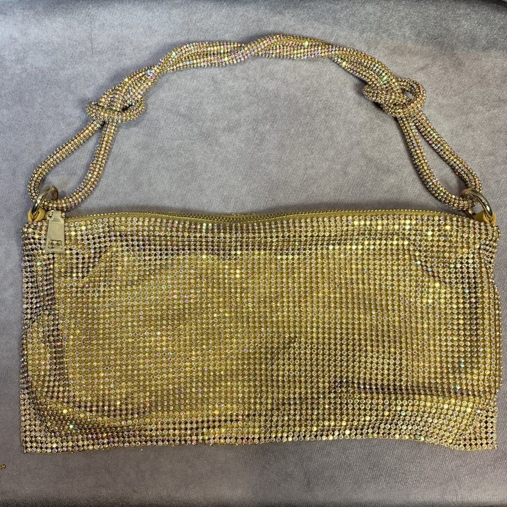 Elegant Gold Rhinestone Hobo Bag